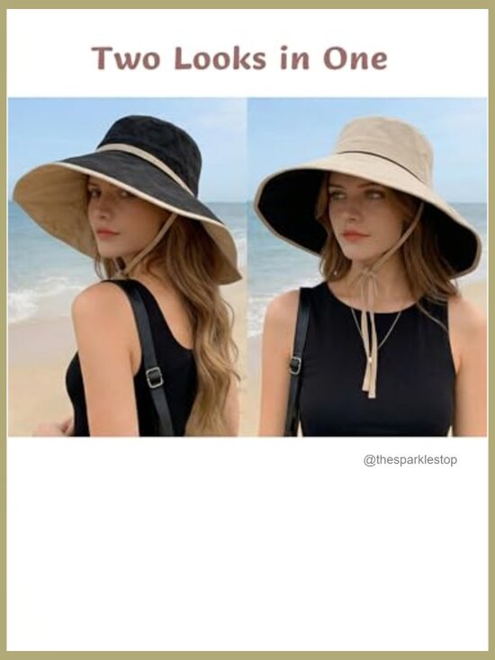 Wide Brim Sun Hat UPF 50+ Protection Reversible Foldable Polyester